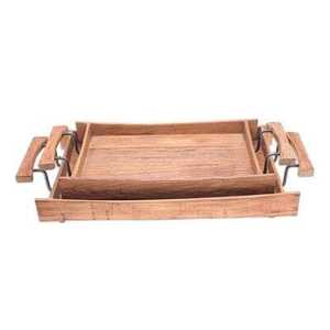 Plateau de service de petit-déjeuner rectangulaire de luxe en bois d'acacia massif, parfait pour les hôtels, les restaurants et la maison du grossiste de la meilleure qualité - Product Image 2