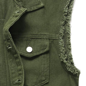 เสื้อกั๊กยีนส์ลำลองผู้ชาย สีพื้น เสื้อนอกสำหรับฤดูใบไม้ร่วง ระบายอากาศ แห้งเร็ว ผลิตจากโพลีเอสเตอร์/คอตตอน - Product Image 3