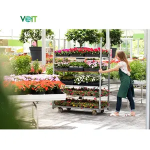 Large dutch outdoor garden greenhouse nursery mobile folding steel metal flower cart