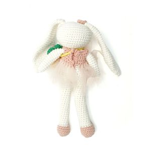 High Quality Cotton Yarn Crochet Animal <b>Doll</b> Elegant Long Eared Bunny with <b>Handmade</b> Dress and Bag From Indonesia - Product Image 2