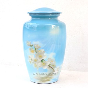 Urna de cremación de aluminio con diseño de imagen personalizado para cenizas, urna para adultos hecha a mano por el fabricante, opción de impresión personalizada disponible - Product Image 2