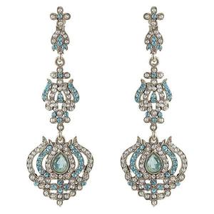 Kriaa 1301431 Blue Austrian Stone <b>Chandelier</b> <b>Earrings</b> Rhodium Plated Dangler <b>Fashion</b> Jewelry - Product Image 1