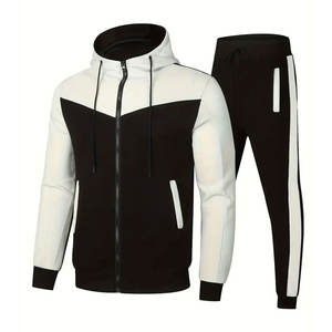 Haute qualité Tech polaire jambe droite pantalons de survêtement fermeture éclair complète survêtements pour hommes pantalons de survêtement et sweat à capuche ensemble survêtements respirant - Product Image 1