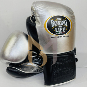 Guantes de Boxeo Profesionales Personalizados con la Frase 'No Boxing No Life', con Cordones, Hechos con Cuero Vacuno Genuino, Guantes de Entrenamiento - Product Image 1