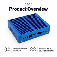 Boîtier en aluminium sans ventilateur personnalisé SBC03 pour carte mère SBC de 3,5 pouces, boîtier d'ordinateur industriel modulaire avec panneau d'interface interchangeable