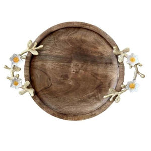 Plateau de service en bois admirable avec motif de feuille Organisateur de vaisselle de forme ovale personnalisable pour les fournitures de restauration et de restaurant - Product Image 5