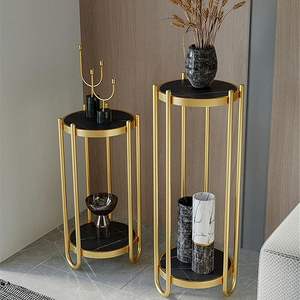 Marco de hierro con mesa auxiliar superior de mármol para dormitorio, oficina y sala de estar para agregar muebles elegantes y funcionales - Product Image 4