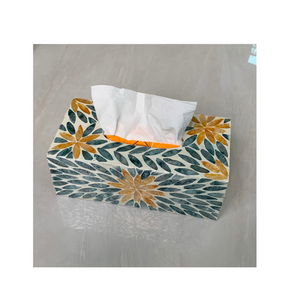 Porte-serviettes en papier élégant en nacre avec un design en coquille marine, boîte à mouchoirs en résine et serpillière pour la décoration de la maison en provenance du Vietnam - Product Image 3