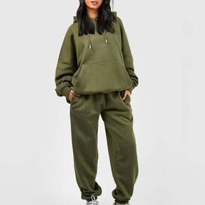 Conjuntos Deportivos Casuales con Capucha para Mujer, de Alta Calidad, Estilo Urbano, Color Sólido, Ecológicos, de Secado Rápido, Transpirables, de Felpa, Dos Piezas - Product Image 3