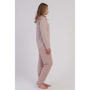 KADIN P.SUPREM O YAKA UZUN KOL ETEGI OVAL PIJAMA TAKIM - สีเบจ - สีเบจ - Product Image 4