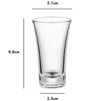 Vaso de Chupito Mini Transparente de Cristal Premium con Logotipo Personalizado, Reutilizable, Base Gruesa y Duradera, Moderno, para Fiestas, Bares y Celebraciones, en Caja