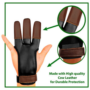 Gants de tir à l'arc en cuir véritable personnalisables les plus vendus, style moderne et traditionnel, gants de protection à trois doigts - Product Image 3