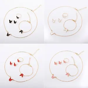 Conjunto de Joyería de Reloj de Moda de Lujo para Mujer, Anillo de Mariposa, Collar, Aretes, Reloj de Diamantes de Agua de Lujo, Conjunto de Pulsera Casual - Product Image 4