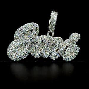 เครื่องประดับ HIPHOP จี้ตัวอักษร Moissanite สองชั้นหนาออกแบบจี้เพชร missanite - Product Image 1