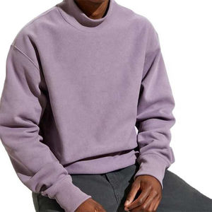 Haute qualité col rond violet surdimensionné sweats à capuche col haut côtes sweats pull coton hommes col montant sweat - Product Image 2