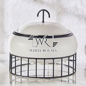 Dernier modèle de chauffe-plats blanc en acier inoxydable avec couvercle, pour la restauration au Moyen-Orient et au Golfe, plat à réchaud blanc Royals à induction - Product Image 1