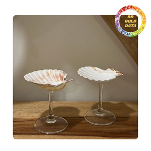 Élégant verre à vin coquillage du Viet Nam | Surface bien polie | Turquoise et blanc | Pour restaurant et idée cadeau - Product Image 5