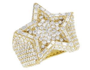 Bague étoile glacée pour homme en argent sterling 925 plaqué or VVS Moissanite diamant bijoux Hip Hop - Product Image 2