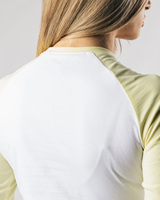 T-shirt personnalisé pour femme à manches 3/4, col rond, en coton uni, style raglan, baseball
