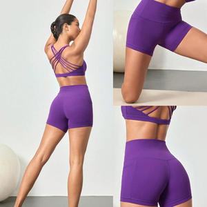 Women's High Waist <b>Yoga</b> <b>Shorts</b> Custom Sportswear Breathable Compression Workout <b>Shorts</b> for Gym Running Training - Product Image 2