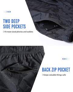 Shorts de sport pour homme personnalisés avec poche zippée, polyester et coton, pour l'été, jogging décontracté, entraînement, imprimé uni - Product Image 3