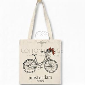 Sac de shopping en coton à longue poignée de haute qualité, nouveau style tendance, sac de shopping en coton à longue poignée avec taille personnalisée - Product Image 3