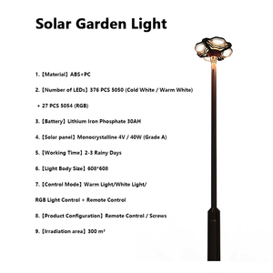 Lampada Solare da Giardino per Esterni IP65 Impermeabile, Luce LED a Energia Solare per Giardino, Cortile, Prato e Vialetti - Product Image 3