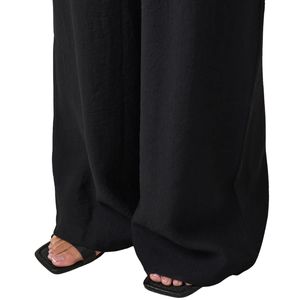 Pantalones Anchos Negros con Cordón para Mujer, Corte Holgado, Casuales, Ligeros, Estilo Moderno - Product Image 3