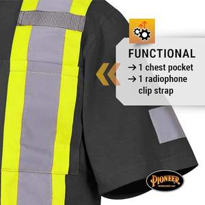 Camiseta de manga corta con cuello redondo y logotipo personalizado OEM para exteriores, ropa de trabajo de construcción de alta visibilidad, uniforme reflectante de seguridad, camiseta - Product Image 5