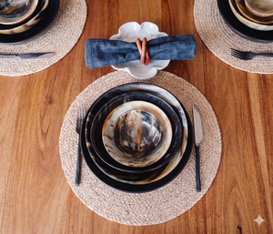 Ensemble de bols à salade et à fruits vintage en corne de buffle sculptée, vaisselle indienne en corne, idéal pour les cadeaux d'affaires - Product Image 3