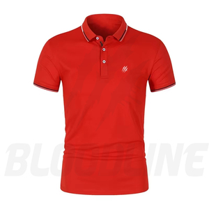 Chemise Homme Rouge à Manches Courtes Bloodline avec Logo Imprimé Numérique sur le Devant, Coupe Classique Formelle, Tissu Oxford en Coton Respirant - Product Image 1