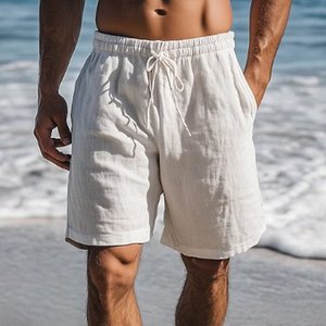 Ahorre en pantalones cortos de secado rápido de verano para hombres Pantalones de chándal con cintura elástica con cordón - Product Image 5