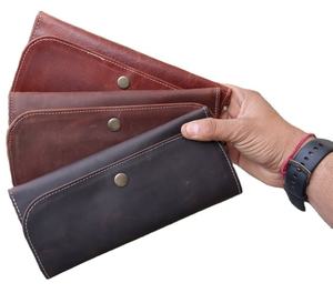 Carteras de cuero de diseñador de color marrón para mujer, billetera de mano para mujer con cuero genuino real, embrague hecho a mano real para niñas - Product Image 1