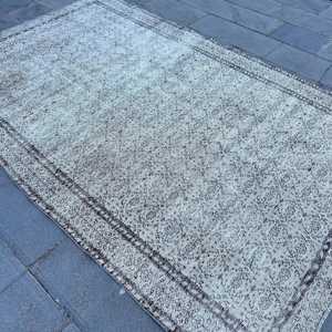 พรมวินเทจ ขนาด 6.1x9.7 ฟุต สีเทา-ดำ ทำจากขนสัตว์แท้สไตล์ตุรกี - Product Image 2