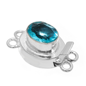 Fermoir ovale en topaze bleue, 1 à 2 brins, or 18 carats, plaqué argent, 23X11X10MM, pour la fabrication de bijoux, B618 - Product Image 2