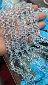 คุณภาพสูง8มม. ลูกปัดแบบบริโอเลตต์พลอยบุษราคัมทรงกลมสีฟ้าแบบหลวมเครื่องประดับหินคริสตัลธรรมชาติมีจำนวนมาก - Product Image 4