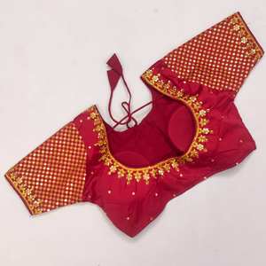 Blusa de seda Malai con bordado de diamantes, blusa de trabajo hecha a mano de proveedor indio, novedad - Product Image 4