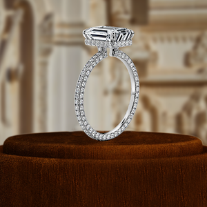 Anillo de compromiso con diamante cultivado en laboratorio de 1 quilate, corte esmeralda, pavé completo, certificado IGI, oro blanco de 14k, el mejor regalo para ella en su día especial. - Product Image 5