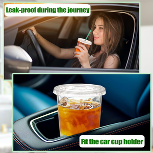 Gobelets en plastique jetables biodégradables et recyclables de 16 oz, avec couvercles modernes à fente pour paille, écologiques, anti-fuite, pour boissons froides, milkshakes - Product Image 6