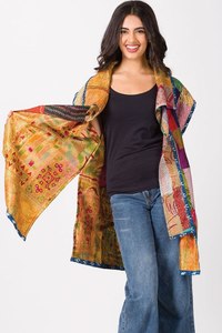 Reversible Silk Kantha Chaleco Chaquetas Abrigo Como Mujeres Y Niñas Use Ropa De Oficina - Product Image 6