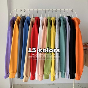Orden directa Venta al por mayor Algodón de rayón Fino Color puro Pullover Sudadera Sudaderas con capucha unisex - Product Image 3