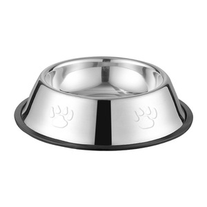 Bol pour eau et nourriture pour animaux domestiques, chiens, chats et petits animaux en acier inoxydable antidérapant - 300 ml/600 ml/850 ml, design arrondi - Product Image 1