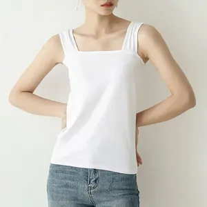 Top Corto Informal de Punto Ecológico y Transpirable para Mujer, Algodón Orgánico con Spandex, Logotipo Frontal Personalizable, Nuevo - Product Image 3