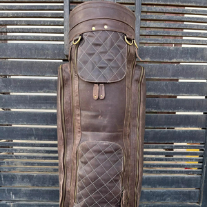Bolsa de Golf de Cuero Auténtico Marrón y Negro Hecha a Mano, Bolsa de Golf Personalizada, Bestseller, Equipo de Golf Personalizado, 2017 - Product Image 1