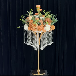 Support à fleurs moderne en métal doré, centre de table en acrylique et <span class=keywords><strong>cristal</strong></span> pour mariage, <span class=keywords><strong>d</strong></span>écoration de table pour fête et mariage - Product Image 1