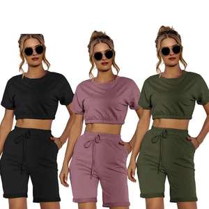 ชุดเสื้อผ้าผู้หญิงลายโลโก้แบบกำหนดเอง 2022 ชุดใหม่ / ชุดเซ็ตสองชิ้นสำหรับฤดูร้อน / ชุดเซ็ตเสื้อผ้าวิ่งออกกำลังกายสำหรับผู้หญิง - Product Image 6