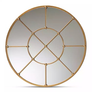 Cadre de miroir mural en fer d'appoint de forme ronde parfait pour les arrangements muraux de galerie ou les espaces décoratifs compacts - Product Image 2