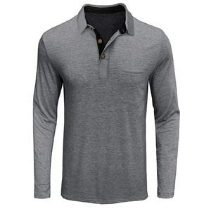 Automne/hiver hommes à manches longues solide revers bouton hauts pullover printemps tendance Jersey bas pour Polo décontracté col tournant - Product Image 2