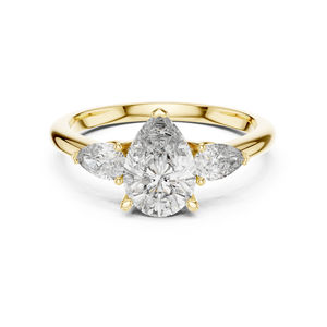 Bague en or rose 14 carats pour femme, diamant de laboratoire taille poire, pour tous les jours |   Nouveau diamant cultivé - Product Image 3