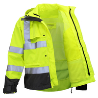 Veste de travail imperméable rembourrée fluorescente conçue sur mesure, manteau de sécurité haute visibilité, gilet de sécurité, logo imprimé réfléchissant